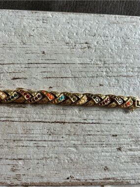D’Orland Gold-Tone Multi-Stone Braided Bracelet - Multicolor